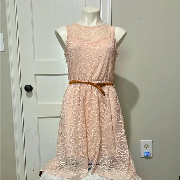 Pre Owned As U Wish Soft Pink Lace Woman Dress size S Pre Owned As U Wish Soft Pink Lace Woman Dress size S